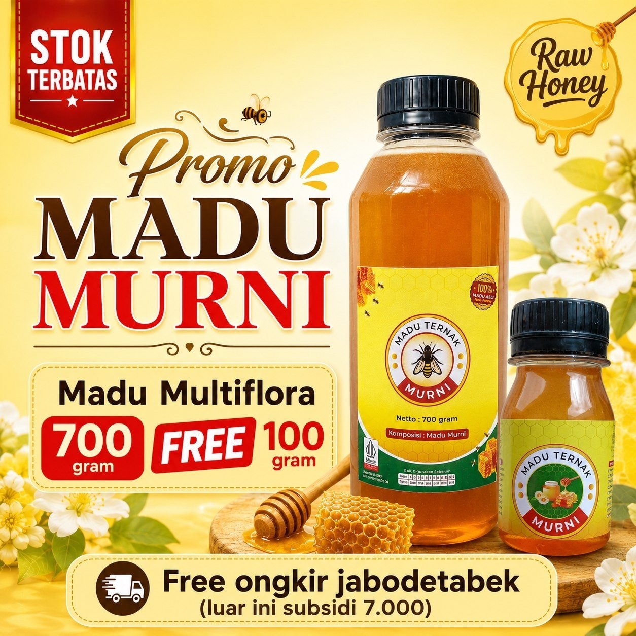 Madu Multiflora 700gr Free 100gr